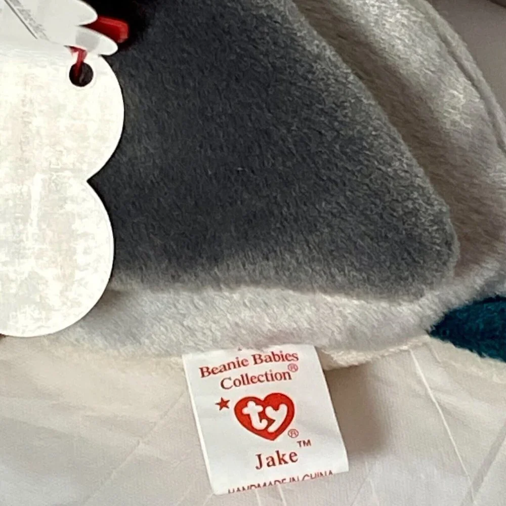Ty Beanie Baby Original Jake Retired PE Pellets W/Rare Tag Errors Red Stamp #402